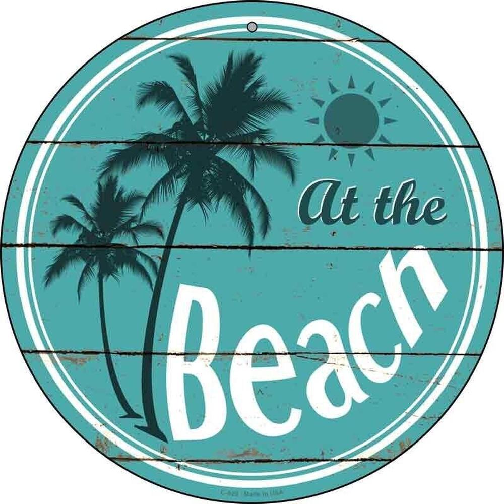 At The Beach Novelty 8" Metal Circular Sign NEW! Home & Garden:Home Décor:Plaques & Signs Style Your Walls